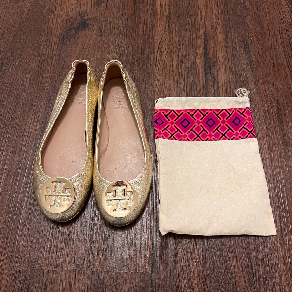 Tory Burch Gold Flats Timeless Elegance